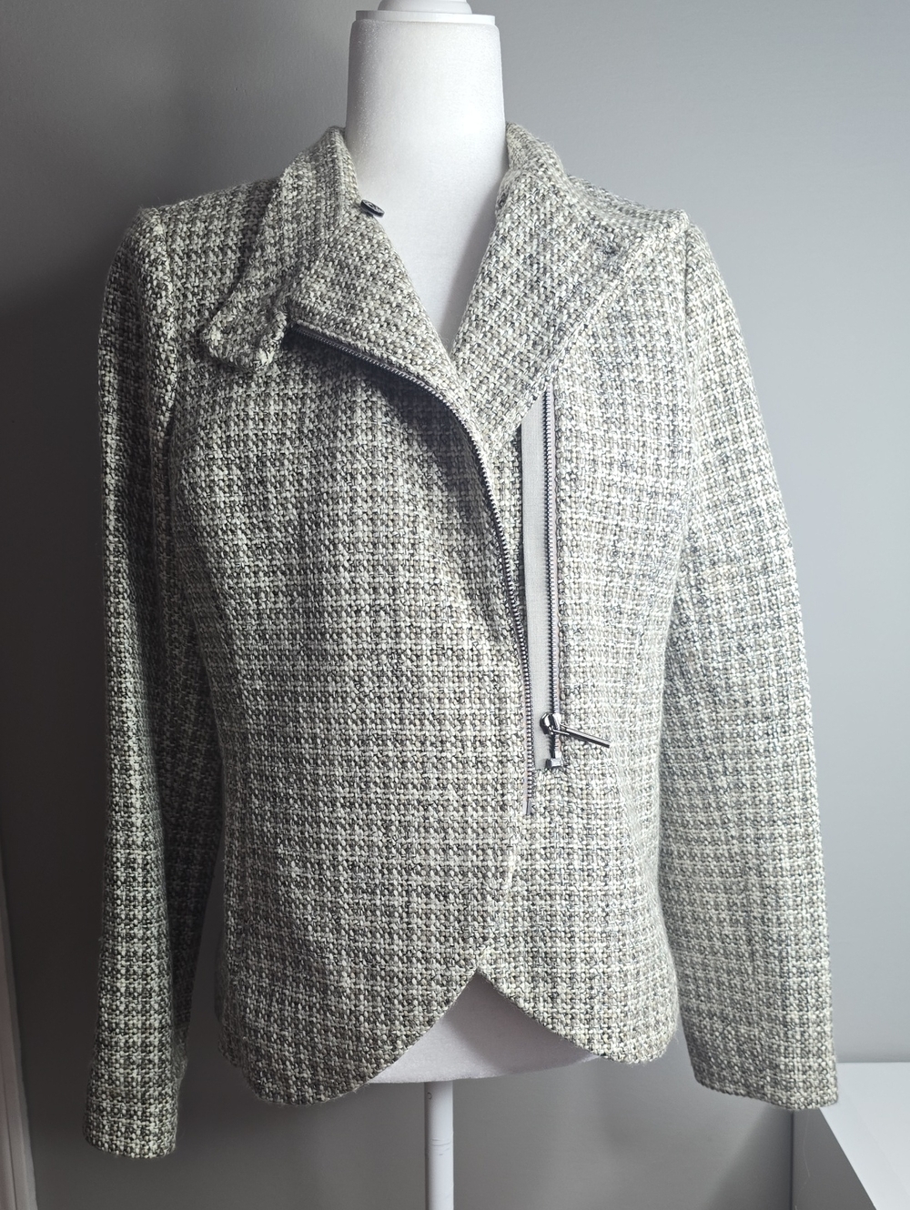 The Limited Olivia Pope Scandal Collection Tweed Blazer Moto Jacket - Medium